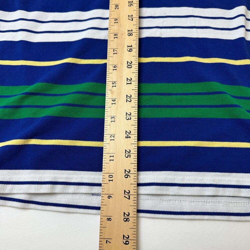 Black Lacquer Polo Shirt Mens 2XL Blue Green Yellow Striped Short Sleeve Casual - Picture 8 of 10